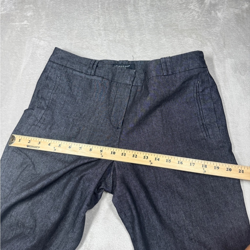 Sandro Sportswear Black Denim Rolled Cuffs Cropped Length Casual Pants Size 10 - Picture 7 of 15
